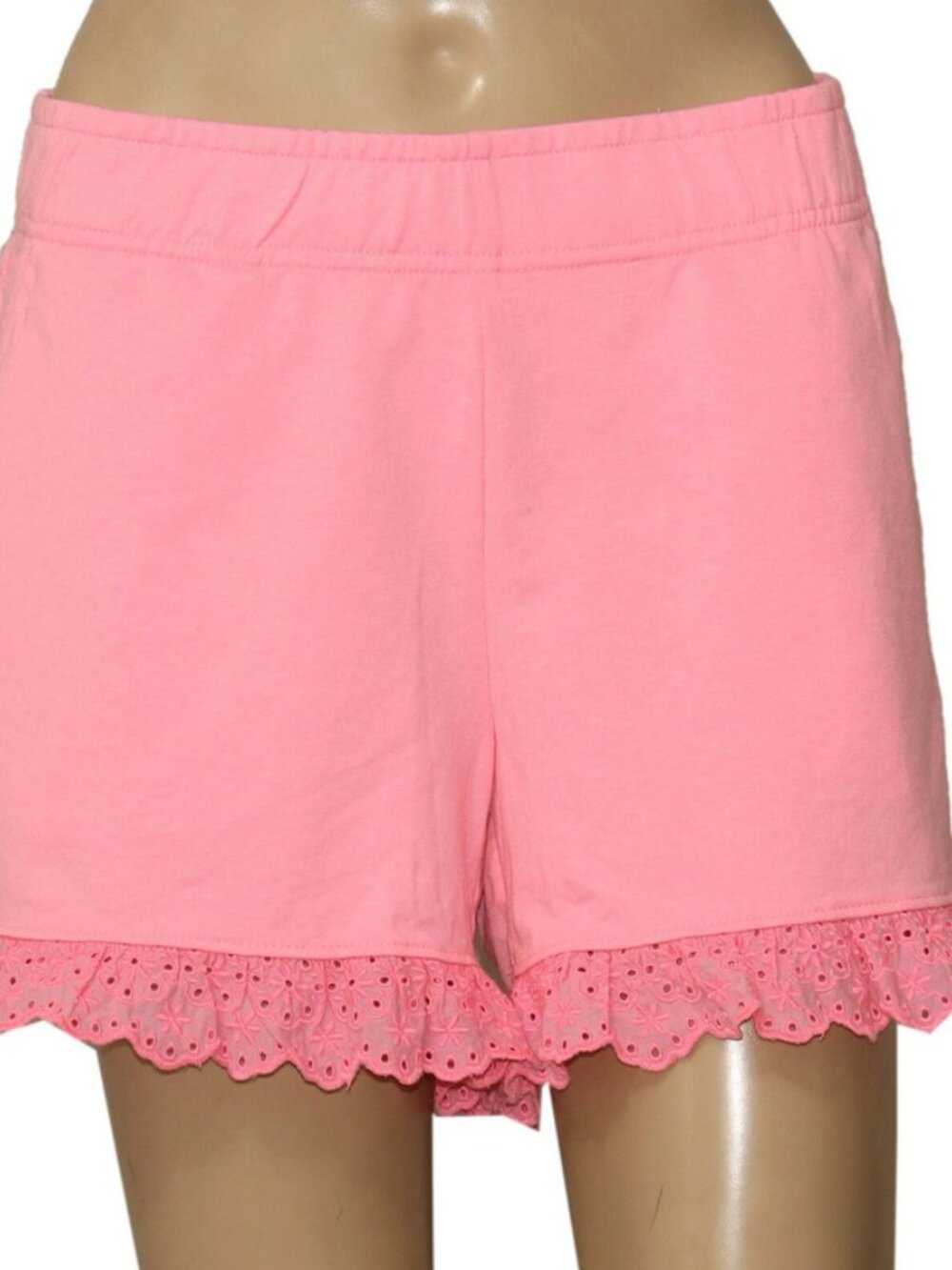 Lilly Pulitzer Kylar Ruffle Knit Shorts Eyelet Embroidered Pocket L - Picture 2 of 5